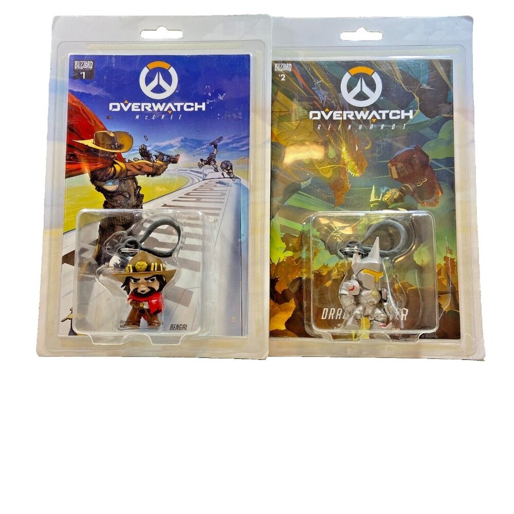 Overwatch #1 McCree & #2 Reinhardt Comic Books & Bag Clip Figures Blizzard
